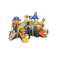 Equipo de Juegos Infantiles para Exteriores con Certificación EN1176, Tobogán Combinado de Plástico LLDPE, Resistente a Altas Temperaturas