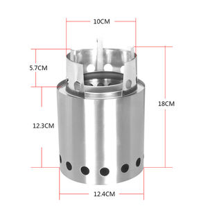 <span class=keywords><strong>Estufa</strong></span> Portátil de Acero Inoxidable para Camping y Senderismo - Compacta 12.5x12.5x18cm, Potente y Eficiente, de Leña y Bajo Humo - Product Image 4
