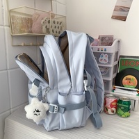 Nouveau Sac à Dos Unisexe Élégant et Respirant en Nylon Couleur Unie Grande Capacité avec Bretelles à Coussin d'Air pour Filles et Femmes du Collège et Lycée
