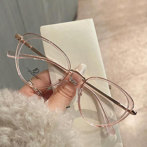 Montures de lunettes ovales Qianai, monture intégrale, anti-lumière bleue, unisexe, métal TR, verres AC, grande taille - Product Image 5