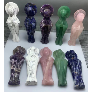 Statue de guérison en cristal d'améthyste Rose <span class=keywords><strong>obsidienne</strong></span> <span class=keywords><strong>dorée</strong></span>, 1 pièce, Quartz de guérison, cristal de la vierge marie, pour cadeau - Product Image 6