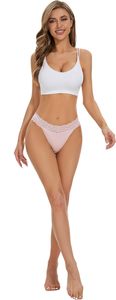 Lot de 5 tangas sexy sans couture pour femmes, sous-vêtements en dentelle respirants et confortables, coupe laser douce - Product Image 4