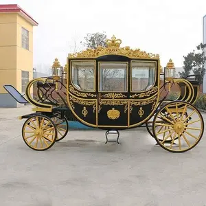 High quality four wheels downtown deluxe golden tourist horse carriage