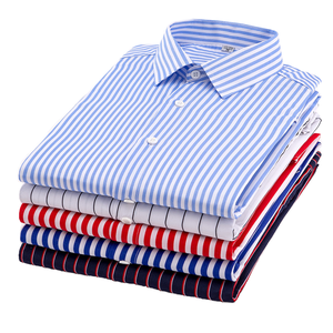 Camisas de Vestir Formales de Diseñador para Hombre <span class=keywords><strong>AOSHI</strong></span>, 100% Algodón, Manga Tres Cuartos, Cuello Mao, Antiarrugas y Transpirables - Product Image 1