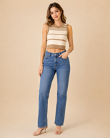Débardeur Vintage Femme en Gros, Gilet Court Décontracté Rayé sans Manches en Maille Tricotée