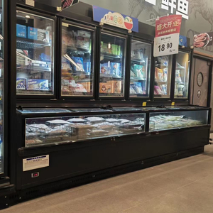 Refrigerador de supermercado de temperatura única comercial con refrigeración por aire, luz LED, congelador de vidrio combinado, escaparate, pantalla de nevera - Product Image 4