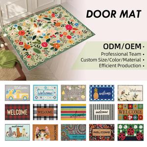Tapis de bienvenue personnalisé imprimé, tapis d'entrée décoratif antidérapant multi-styles floral/rustique/bohème - Product Image 1