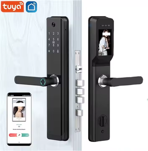 Kunci pintu biometrik sidik jari, kunci pintu keamanan rumah pintar seng Aloi 6068 kode tanpa kunci, layar Video, kunci pintar Data Cloud - Product Image 2
