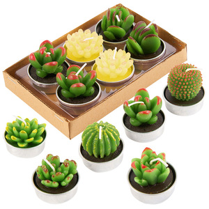 Personalizzato Vari Stili di Trasporto Combinazione di Paraffina di Simulazione In Vaso Pianta di Cactus Spinoso Pera Forma di Animale Succulente Rosa Candela - Product Image 1