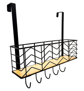 Fabricant de crochets pour porte de chambre à coucher en métal multifonction de haute qualité avec 5 crochets et <span class=keywords><strong>1</strong></span> panier - Product Image 1