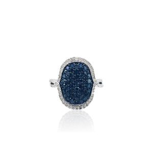 Jewelspaark <b>Diamond</b> <b>Ring</b> 1.55 Cttw Oval Cut White And Blue Enhanced <b>Diamonds</b> In 925 Sterling Silver For Women Engagement - Product Image 1