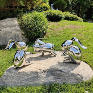 Paisaje de jardín Espejo de acero inoxidable Conejo Combinación Decoración Jardín Abstracto Decoración de piso al aire libre Tesoro - Product Image 2