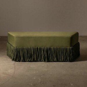 French Retro Unique Design Living Room Velvet Fringe Curved Ottoman Bench Chair Changing Shoes Luxury Bedroom <strong>Footstool</strong> for Sale - Product Image 6