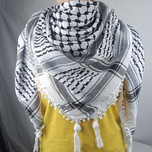 palestine scarf of Men Yashmagh Shemagh Black Arab Men Arafat Scarf Keffiyeh with tassel