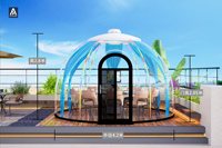 Dôme géodésique transparent moderne pour l'extérieur, maison bulle panoramique, structure en PC, résistant au vent