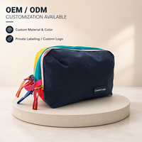 Sac cosmétique personnalisé à blocs de couleur, imperméable, trousse de toilette de voyage, grande capacité, organiseur de maquillage pour femmes et filles