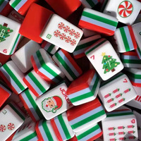 Weihnachts-Mahjong-Steine Rot Grün Weiß Mehrschichtig Acryl Santa Baum Zuckerstange 160-teiliges Amerikanisches Mahjong-Set für Feiertags-Spieleabende