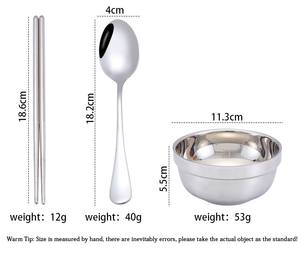 Outdoor Modern Eco-Friendly Matte Stainless Steel Travel Cutlery <b>Set</b> Bag with Bowl Spoon <b>Chopsticks</b> for Back to School - Product Image 2