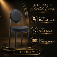 Chaise de salle à manger en bois rembourrée noire avec dossier rond pour restaurant, hôtel, banquet