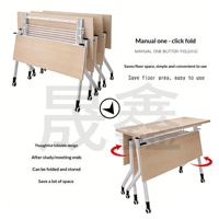 Table de conférence pliante en forme de L HYZ-278X avec chaises, pliable et mobile, en matériau MFC pour salles de conférence et