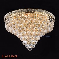Lustre de plafond en cristal de luxe, lampe pour chambre à coucher, couloir, éclairage rond Empire à montage encastré