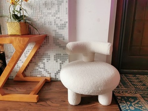 Poltrona Moderna <span class=keywords><strong>per</strong></span> Bambini in Tessuto Stile Crema con Schienale Morbido Regolabile e Piccola Panca Portascarpe <span class=keywords><strong>per</strong></span> Soggiorni Domestici - Product Image 5