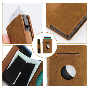 Cartera de Cuero Genuino para AirTag con Ranura de Seguimiento, Tarjetero Triple Plegable, Diseño de Alta Gama para Hombre - Product Image 3