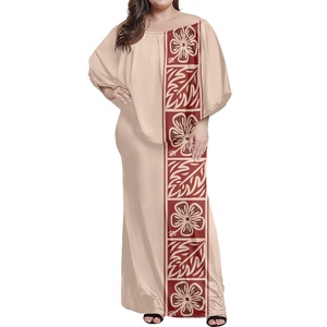 Mujeres Polynesian Tribal Tapa Ropa elegante Un hombro Vestido de manga acampanada Paquete Falda de cadera Vestido de talla grande Maxi - Product Image 5
