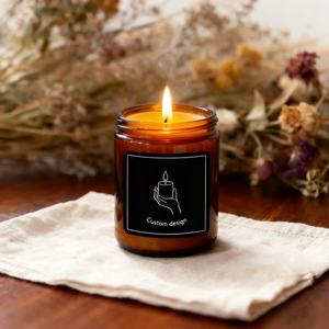 Autocollants personnalisés modernes et simples en vinyle PVC noir/transparent, imperméables, thermosensibles, pour bougies, avec logo de marque estampé à chaud, pour artisanat - Product Image 5