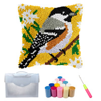 Kit de coussin en crochet floral à motif d'oiseaux Veirousa pour adultes débutants, housse de coussin faite à la main, matériel de broderie DIY, sac