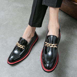 Zapatos <span class=keywords><strong>Mocasines</strong></span> de Diseño Único, Zapatos de Vestir Formales para Hombre con <span class=keywords><strong>Cadena</strong></span> Decorativa en la Pala - Product Image 3