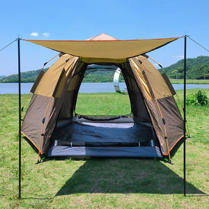 Tente hexagonale double couche portable d'extérieur en Oxford, imperméable et anti-UV, pour <span class=keywords><strong>camping</strong></span> et pique-nique, ouverture rapide, parasol - Product Image 5