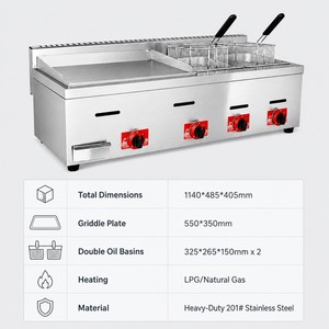 Plancha a Gas Comercial con Freidoras Dobles para Hamburguesas, Filetes, Papas Fritas, Pollo, Restaurantes de Comida Rápida y Distribuidores - Product Image 2
