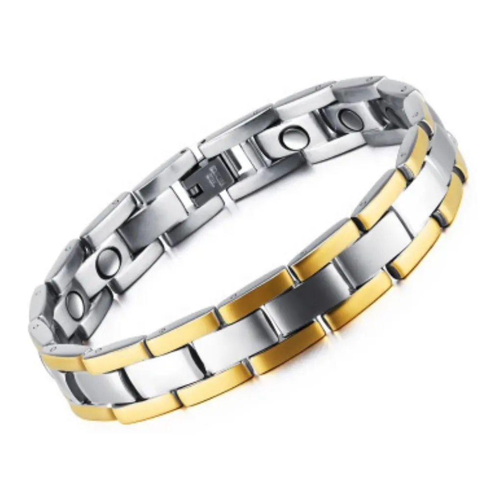 Magnetic Bracelet Private Label Jewelry Nano Titanium Steel Cuff Bracelets 18K Gold Plated、チタンPlated Stainless Steel