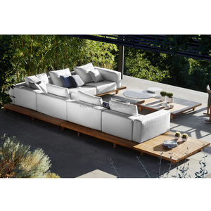 Ensemble de canapés modernes en bois de teck <span class=keywords><strong>Module</strong></span> de siège profond en forme de L pour jardin, hôtel, plage, villa, pour l'<span class=keywords><strong>extérieur</strong></span> - Product Image 4