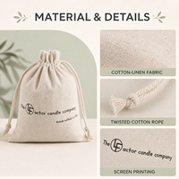 Pochette en lin naturel avec cordon de serrage, emballage cadeau pour bougies, logo personnalisé, sacs en gros, vente en vrac