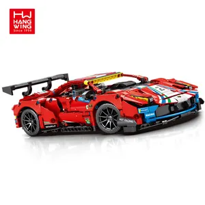 Juego de bloques de construcción modelo coche deportivo para niños, juguete de construcción con ladrillos de Radio eléctrica a Control remoto, color rojo, 1206 piezas