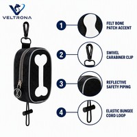 Distributeur de sacs à déjections canines en forme d'os avec garniture réfléchissante, clip pivotant et élastique, 4 couleurs, pour extérieur