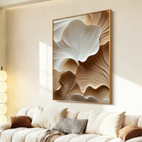 Peinture sur toile abstraite verticale grand format en gros, motif feuille de Ginkgo, art mural floral neutre pour la décoration d'entrée de maison ou d'hôtel