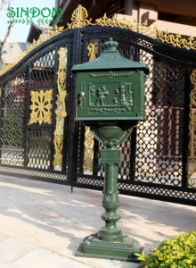 Buzón de pie bloqueable tradicional para jardín al aire libre con construcción de aluminio resistente a la intemperie y duradero - Product Image 6