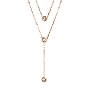 Collier élégant pour femme en cuivre double couche avec diamants, style sportif et tendance, idéal pour les influenceuses - Product Image 5