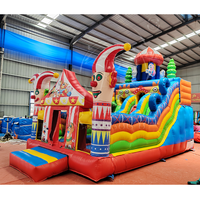 Toboggan gonflable commercial pour enfants, type cirque, avec double glissière et souffleur, idéal pour la location de fêtes et les événements de carnaval