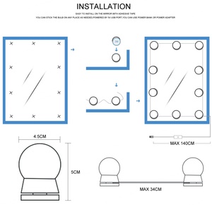 Lampes de courtoisie USB style vanity, 10 ampoules LED à intensité variable pour miroir de maquillage et coiffeuse - Product Image 6