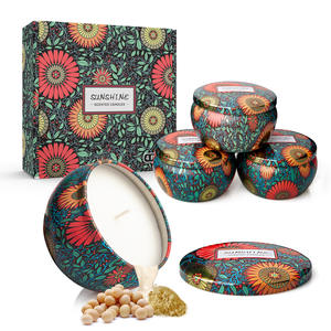 Bougie parfumée artisanale en cire de soja écologique, avec fleurs séchées classiques, dans un bocal métallique, longue durée, décoration d'intérieur, mariage - Product Image 4