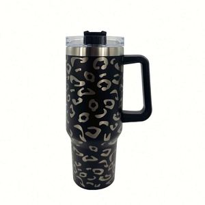 Gobelet de voyage isotherme réutilisable en acier inoxydable à double paroi de 40 oz, tasse à café pour voiture avec poignée et couvercle à paille - Product Image 1
