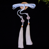 Hanfu Palace trenza cuello redondo bata cintura cuerda viento antiguo flecos falda cinturón tejido a mano accesorios de ropa colgante