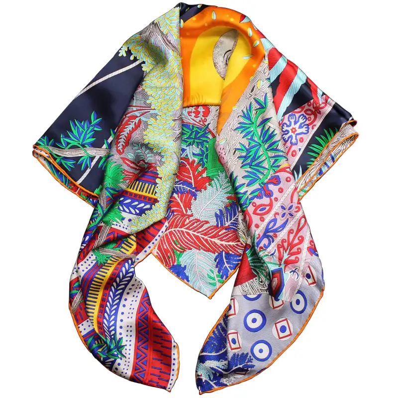 No Minimum 100% Pure Silk Scarf Hangzhou Custom Printed Silk Scarves 110*110 Size Square
