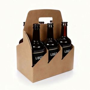 Cajas de Cartón Kraft Personalizadas para Paquete de Seis Latas de Cerveza, Embalaje Ecológico Biodegradable con Relieve, Laminado Brillante para Café y Vino - Product Image 2