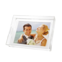 Plateaux en acrylique transparent avec inserts Plateau pour photos photo en acrylique lucite en plexiglas transparent personnalisé Plateau en acrylique avec fond magnétique