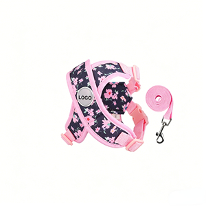 Adjustable No Pull Floral Print Dog Harness Set, Breathable Soft Mesh <b>Pet</b> Vest with <b>Leash</b> for Small Medium Dogs - Product Image 4